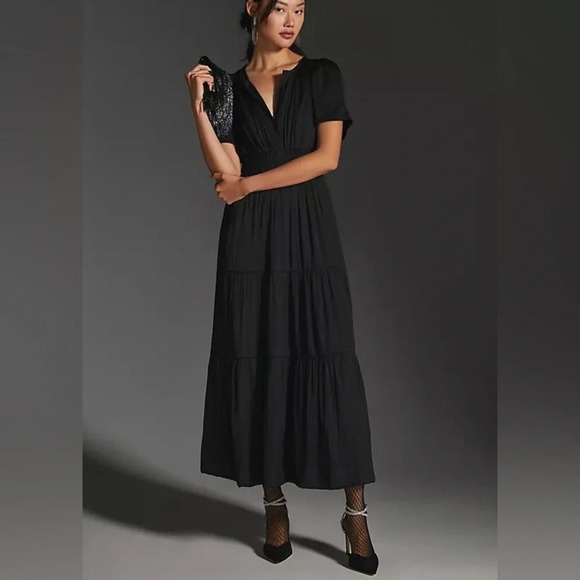 Anthropologie Black Somerset Maxi Dress XXS - Picture 5 of 6